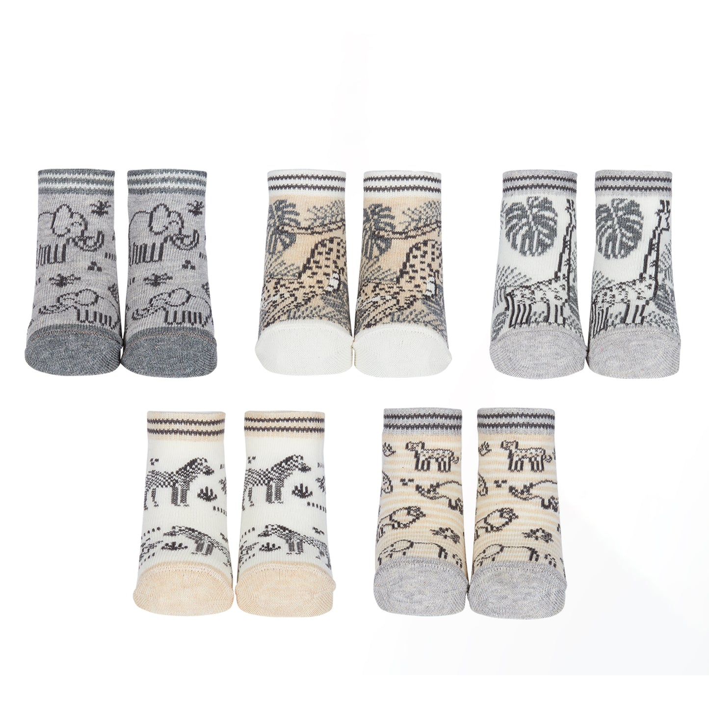 A to Zebra Safari Cucamelon Socken für Babys im 5er Set