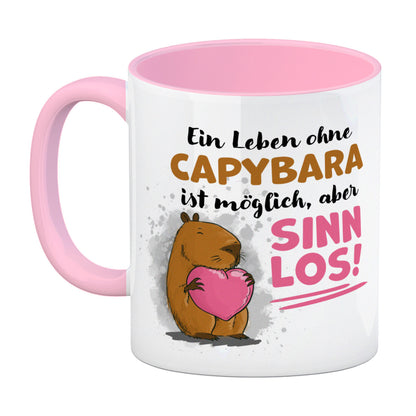 Ein Leben ohne Capybara ist möglich, aber sinnlos Kaffeebecher in rosa