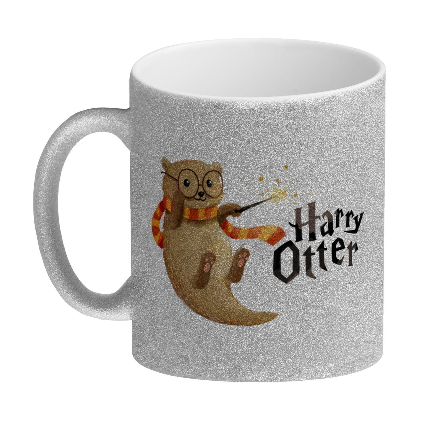 Harry Otter mit Zauberstab Glitzer-Kaffeebecher