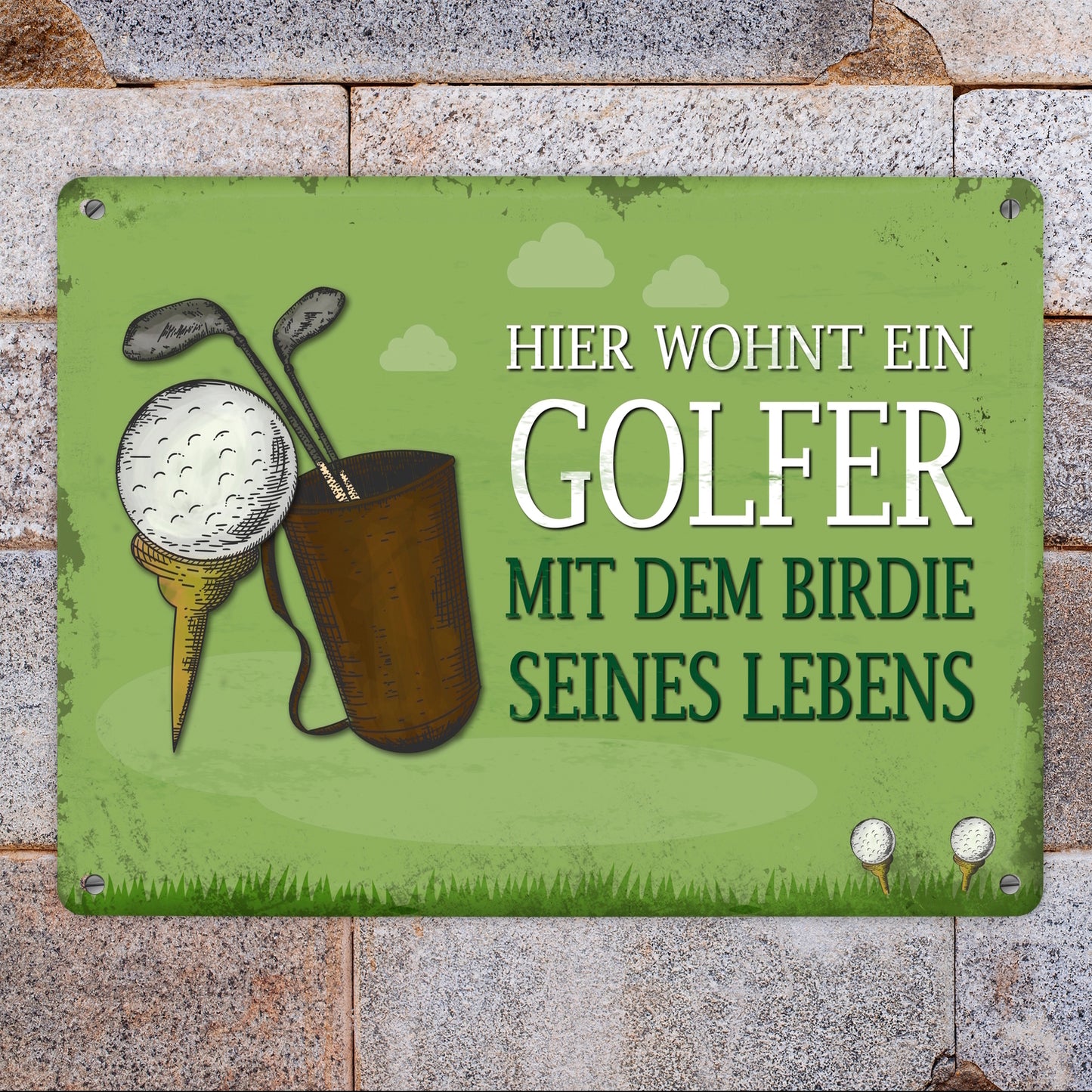 Metallschild XL mit Spruch: Hier wohnt ein Golfer - mit ...