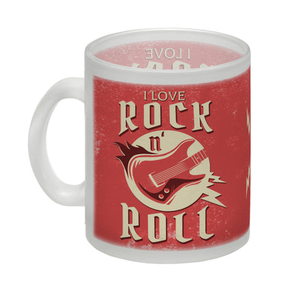 I Love Rock 'n' Roll Glas Tasse mit Gitarren Motiv