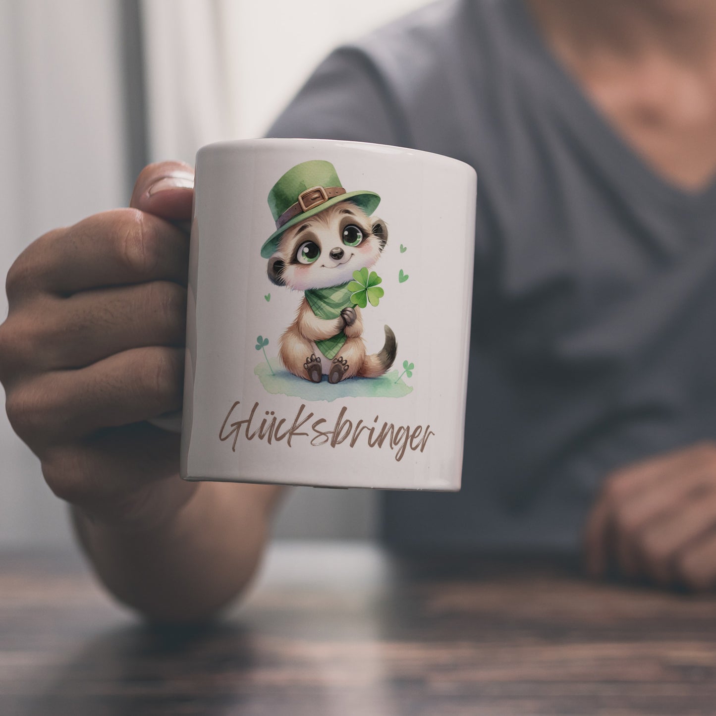 Erdmännchen Glücksbringer Kaffeebecher