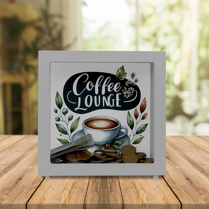 Coffee Lounge Rahmen Spardose aus Holz