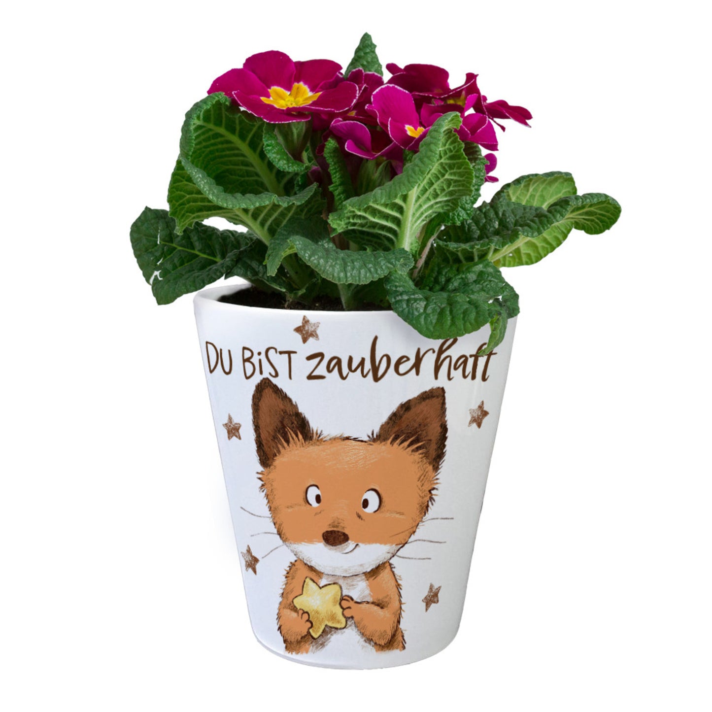 Fuchs Blumentopf mit Spruch Du bist zauberhaft