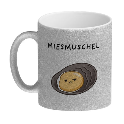 Jelly & Friends Muschel Glitzer-Kaffeebecher mit Spruch Miesmuschel