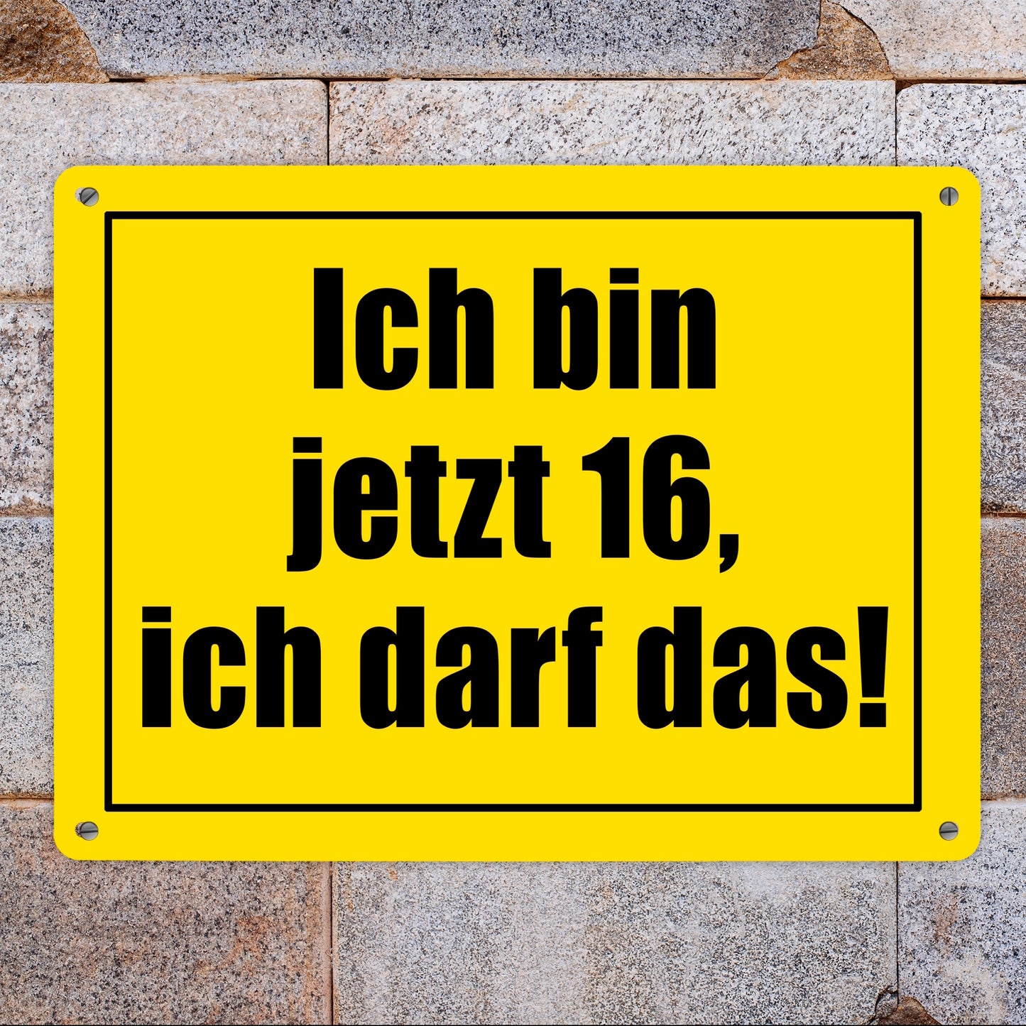 Warnschild Metallschild XL in 21x28 cm mit Spruch Ich bin jetzt 16 ich darf das