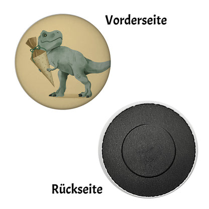 Dino mit Schultüte Magnet rund