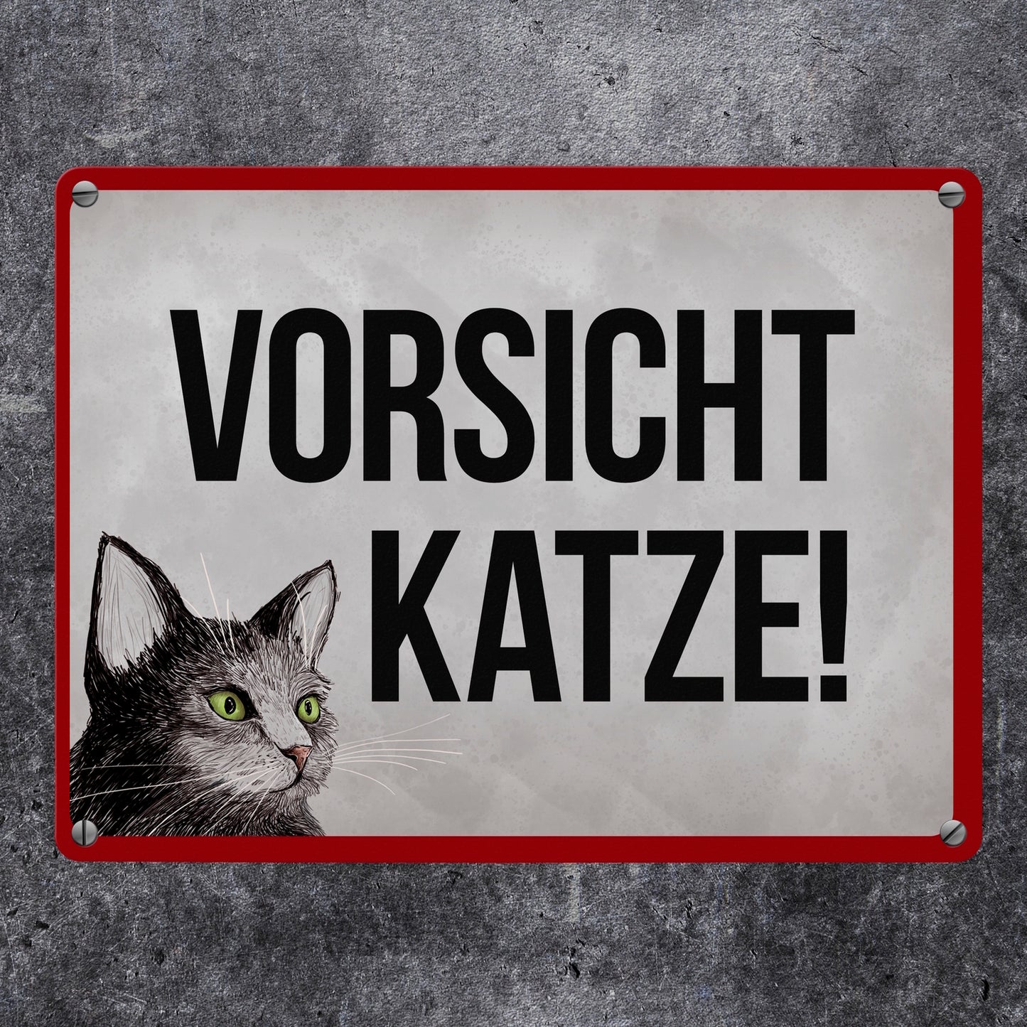 Vorsicht Katze Metallschild mit Katze Motiv