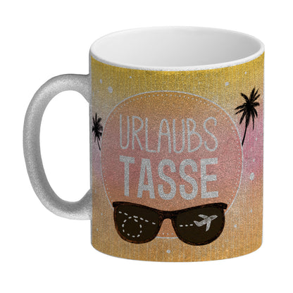 Urlaubsbecher Glitzer-Glitzer-Kaffeebecher mit sommerlichem Urlaub Motiv