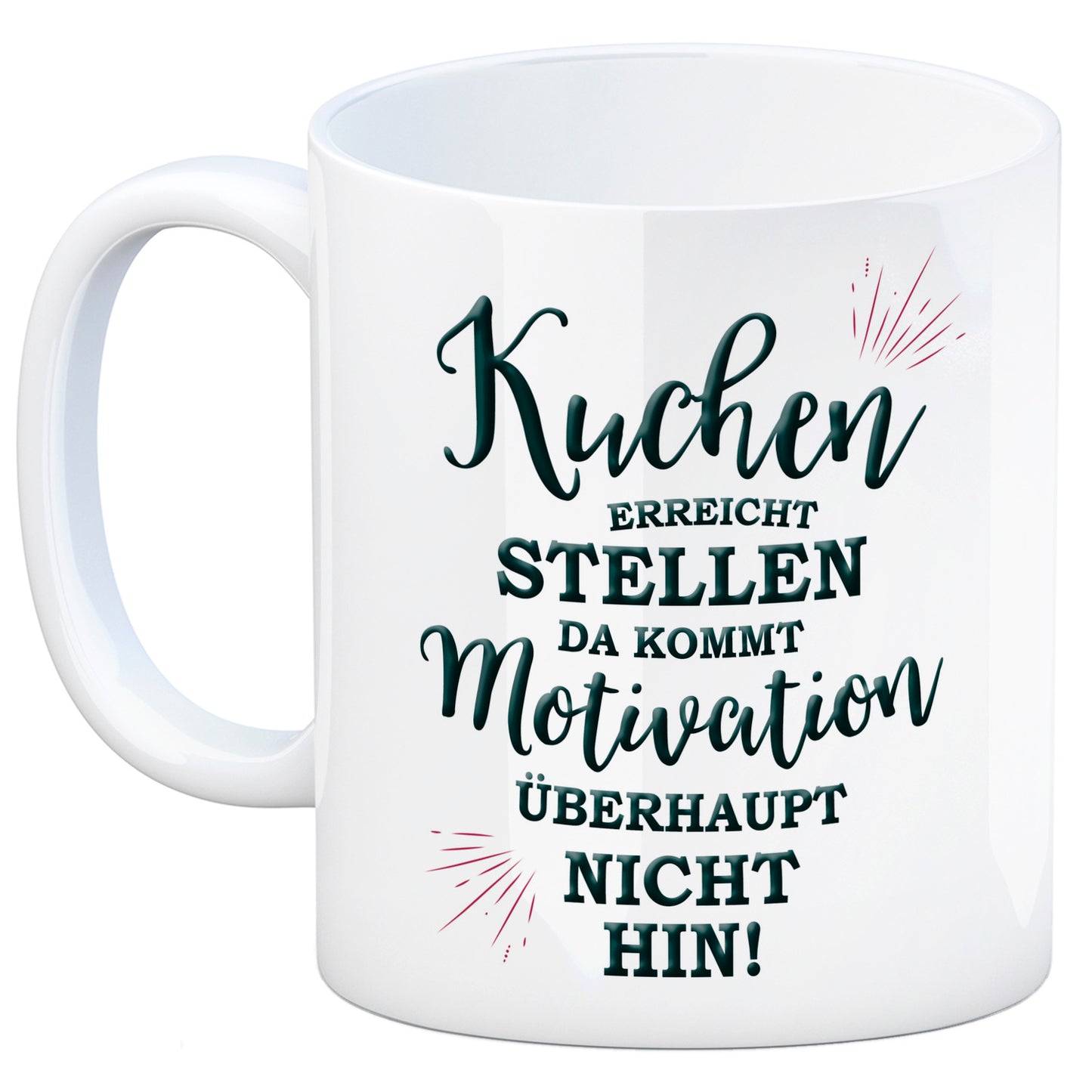 Kaffeebecher mit Spruch: Kuchen erreicht Stellen, da kommt ...