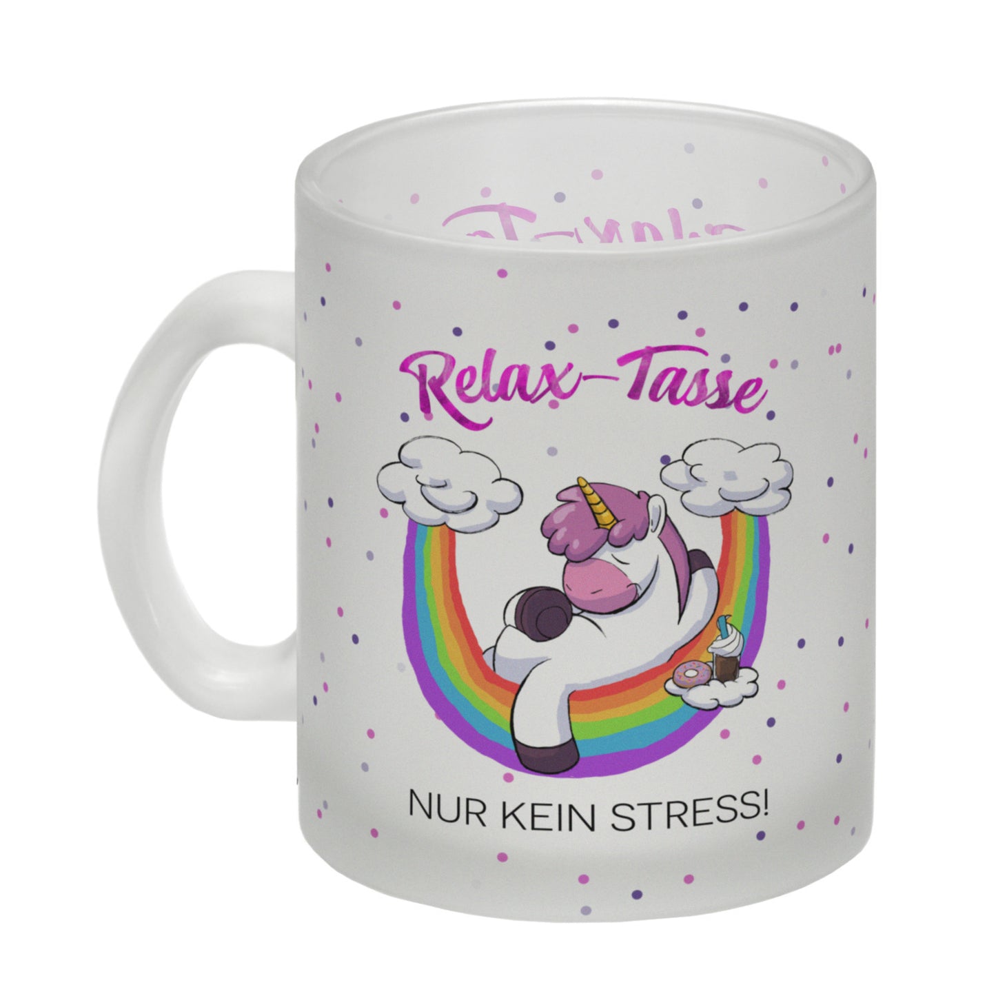 Relax-Tasse Einhorn mit Regenbogen Glas Tasse