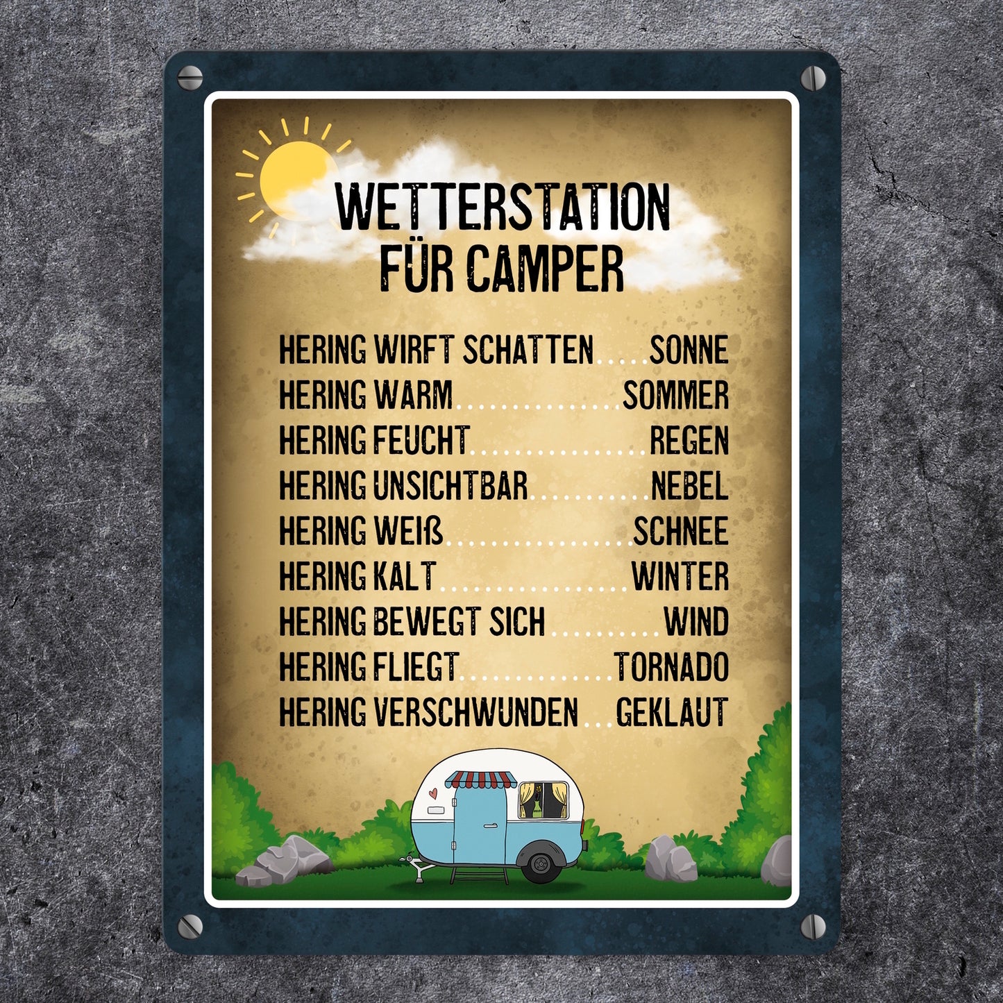 Wetterstation für Camper Metallschild