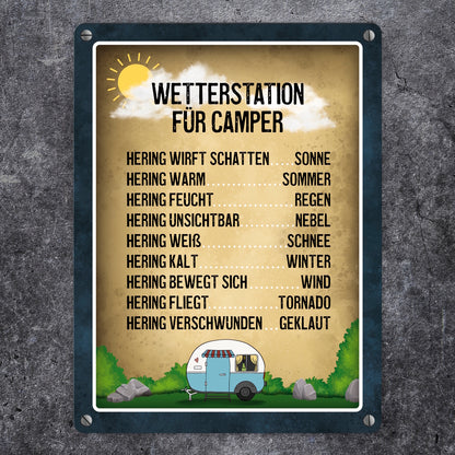 Wetterstation für Camper Metallschild