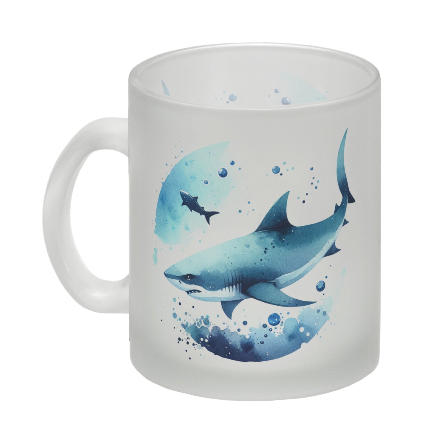 Haifisch im Wasser Glas Tasse