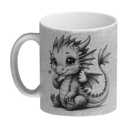 Niedlicher Drache Glitzer-Kaffeebecher