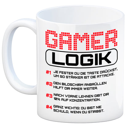 Gamer Logik Kaffeebecher in rot