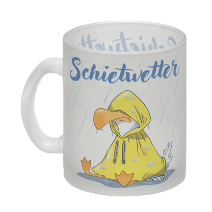 Möwe Glas Tasse mit Spruch Schietwetter