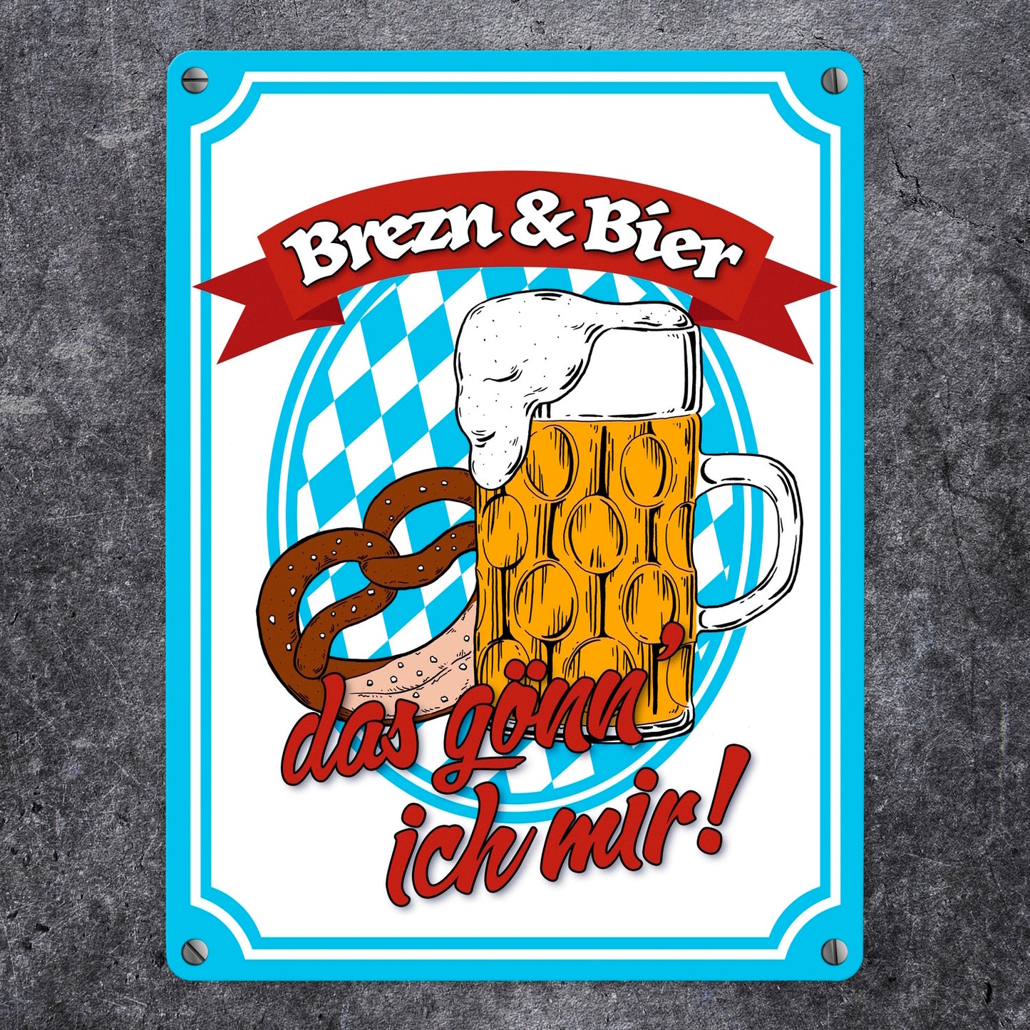 Brezn & Bier, das gönn' ich mir Metallschild in 15x20 cm