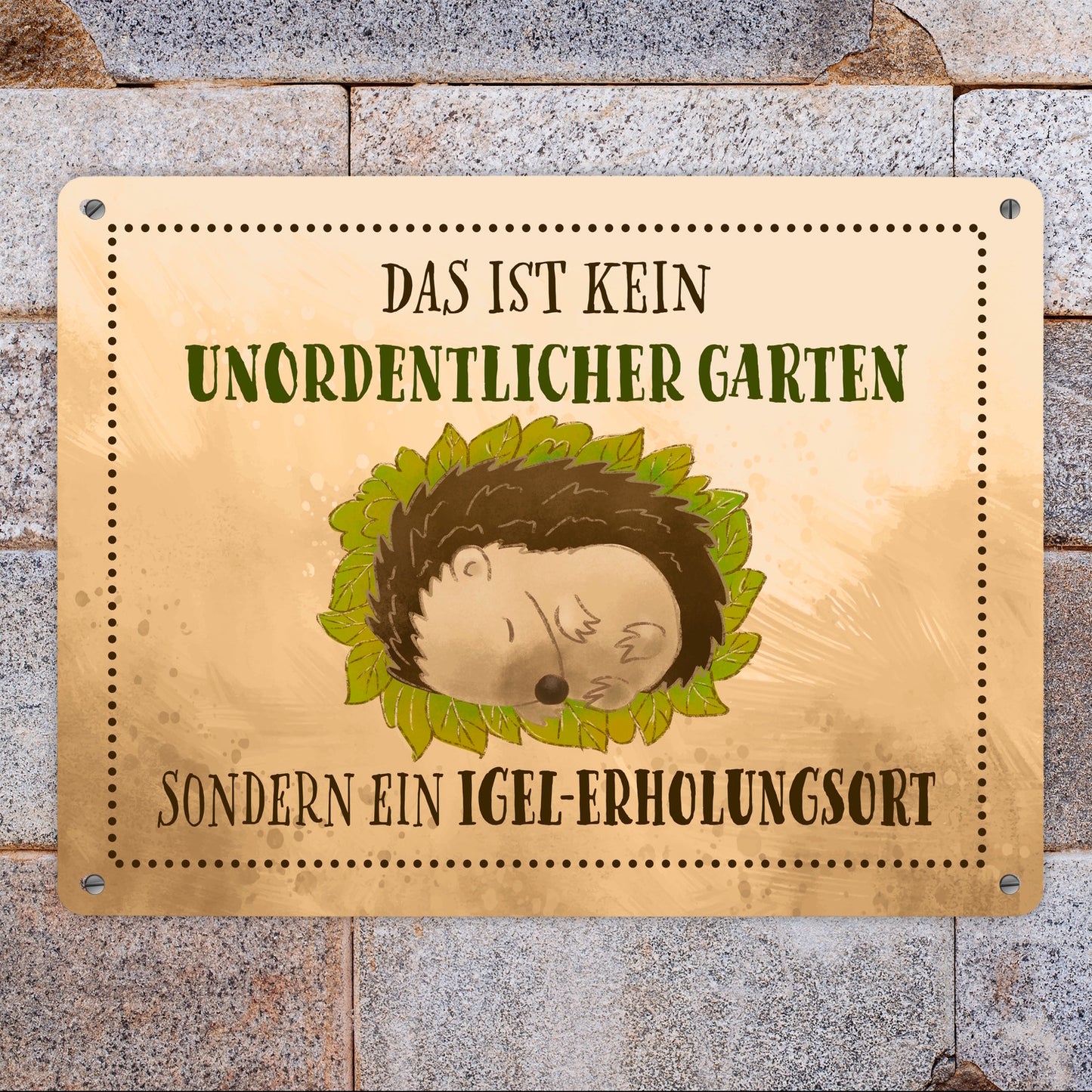 Das ist kein unordentlicher Garten sondern ein Igel-Erholungsort Metallschild XL in 21x28 cm