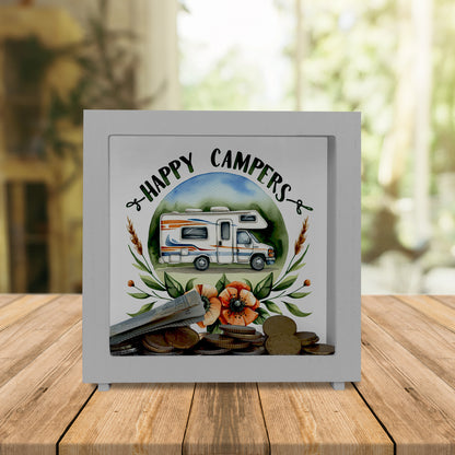 Wohnmobil Happy Campers Rahmen Spardose aus Holz