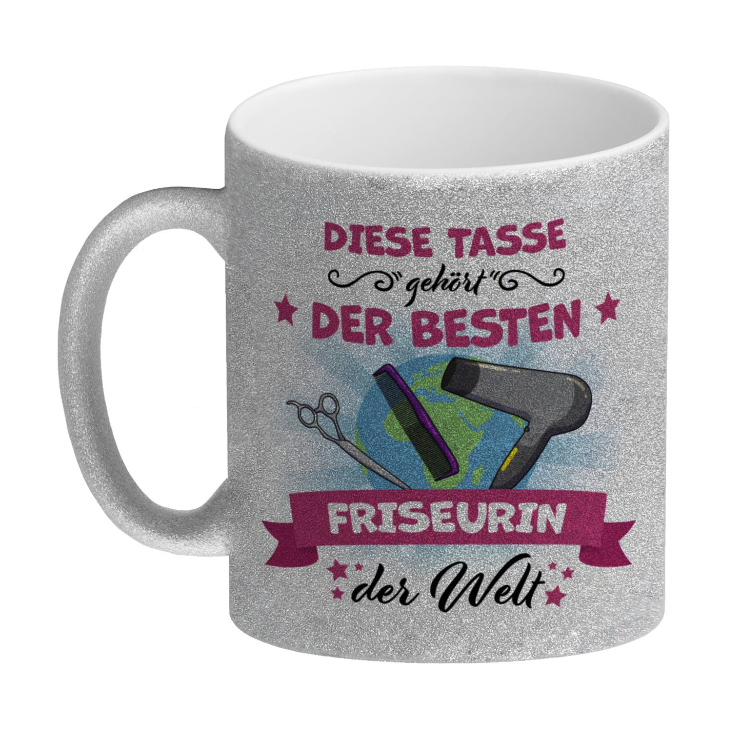 Beste Friseurin der Welt Glitzer-Kaffeebecher