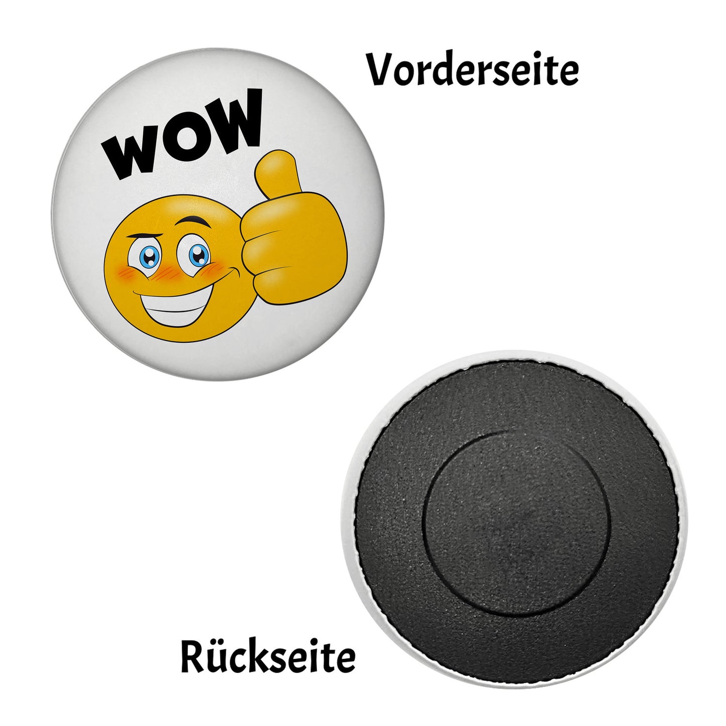 Wow Magnet rund mit Daumen hoch Emoticon