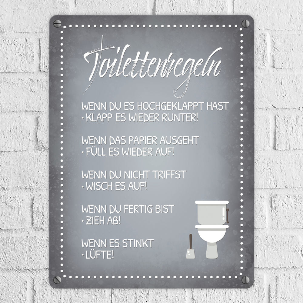 Toilettenregeln Metallschild