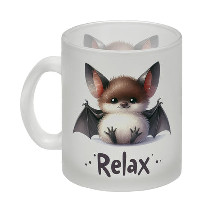 Baby Fledermaus Glas Tasse mit Spruch Relax