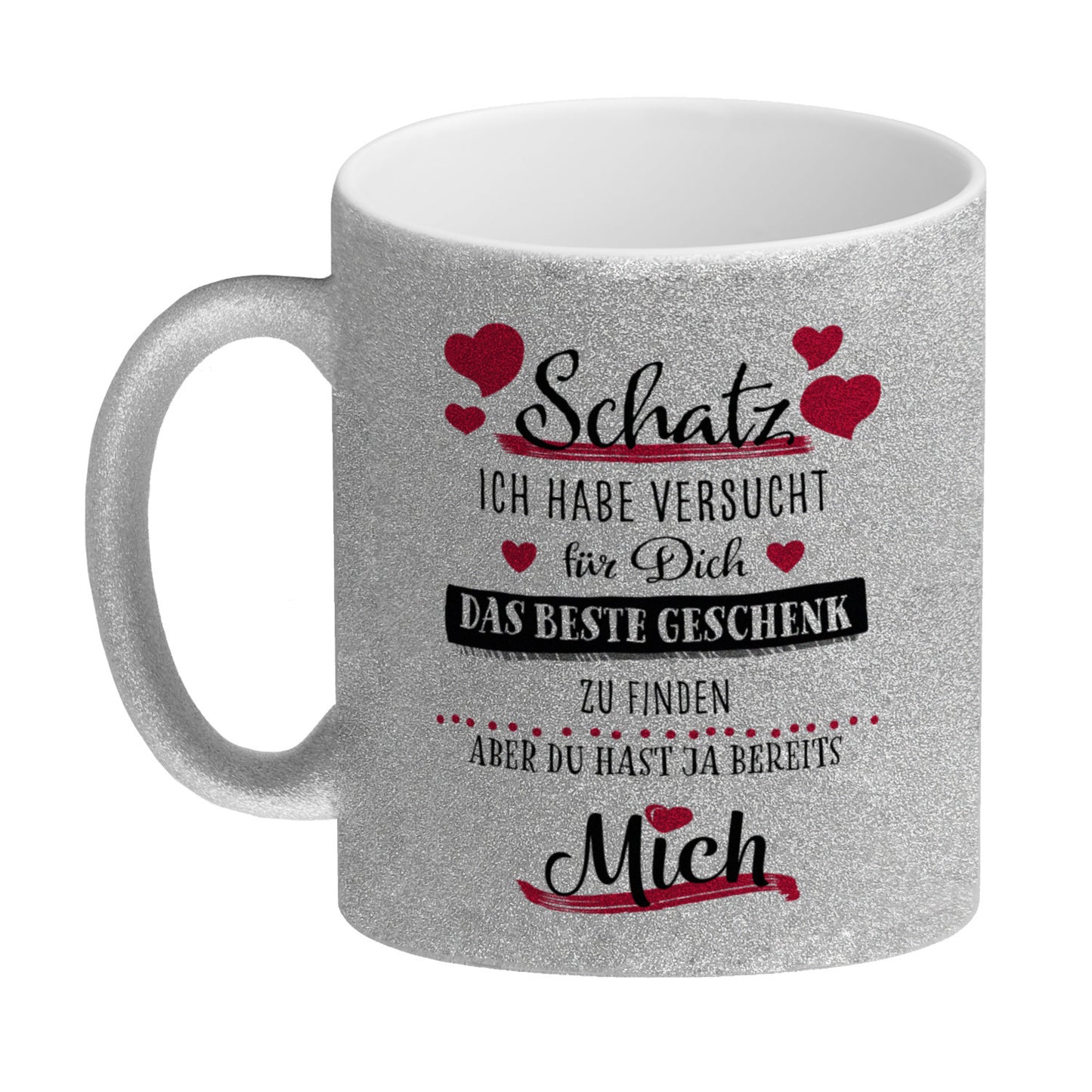 Bestes Geschenk für Schatz zum Valentinstag Glitzer-Kaffeebecher