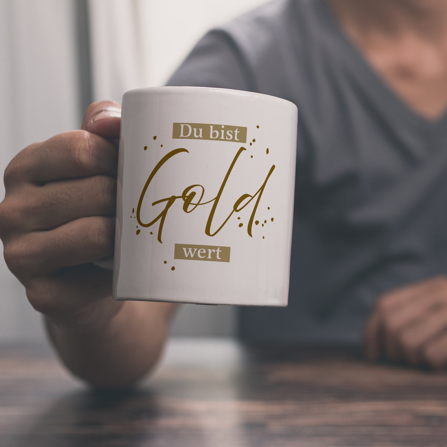 Danksagung Kaffeebecher mit Spruch Du bist Gold wert