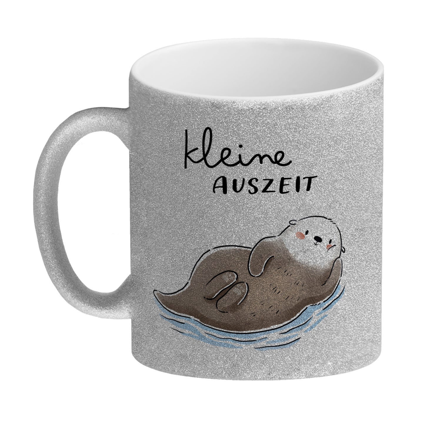 Otter Glitzer-Kaffeebecher mit Spruch Kleine Auszeit