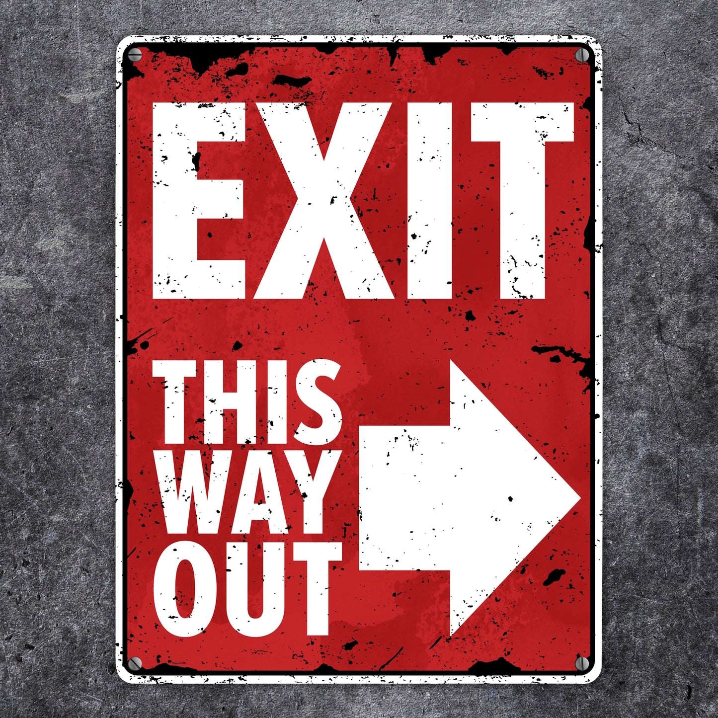 Exit this way out Metallschild XL in 21x28 cm mit Pfeil nach rechts