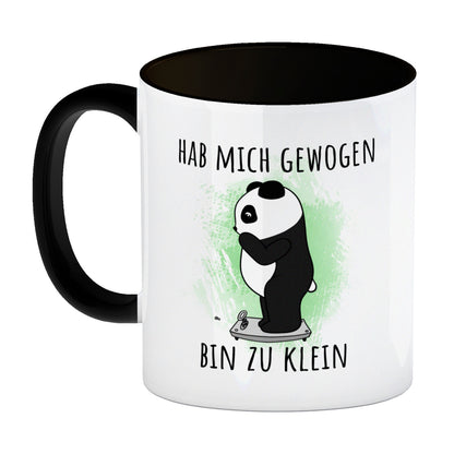 Hab mich gewogen bin zu klein Kaffeebecher Schwarz mit süßem Panda