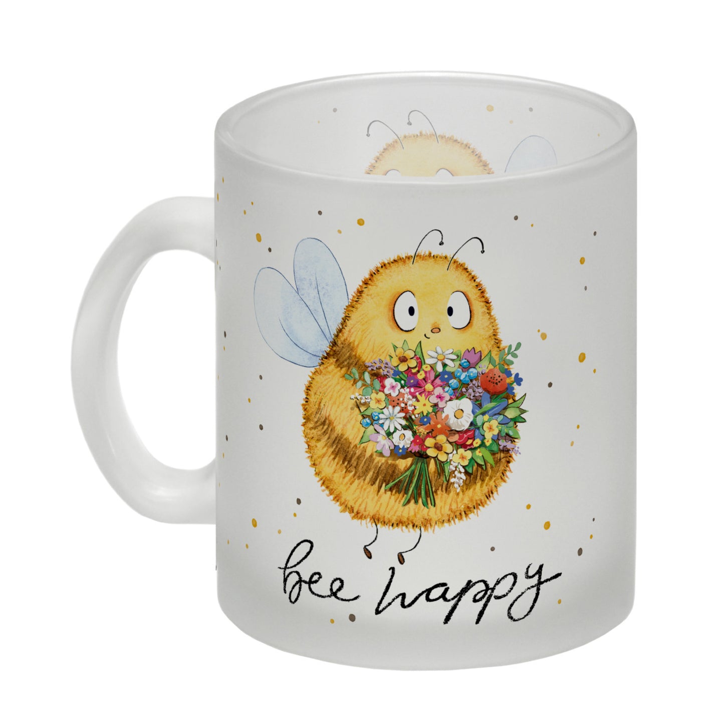 Pummel Biene Glas Tasse mit Spruch Bee happy