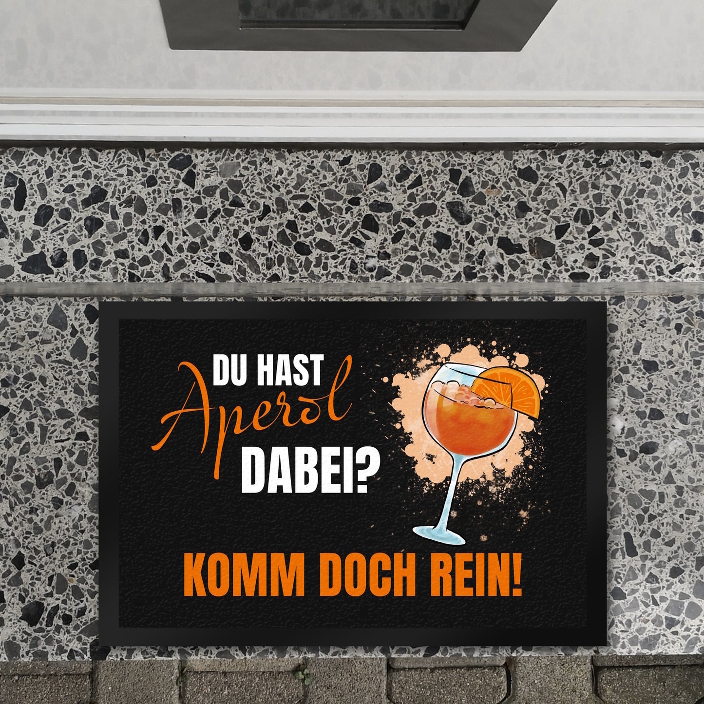 Cocktail Fußmatte XL in 40x60 cm mit Spruch Du hast Aperol dabei? Komm doch rein