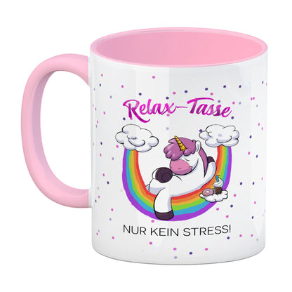 Relax-Tasse Einhorn mit Regenbogen Kaffeebecher Rosa