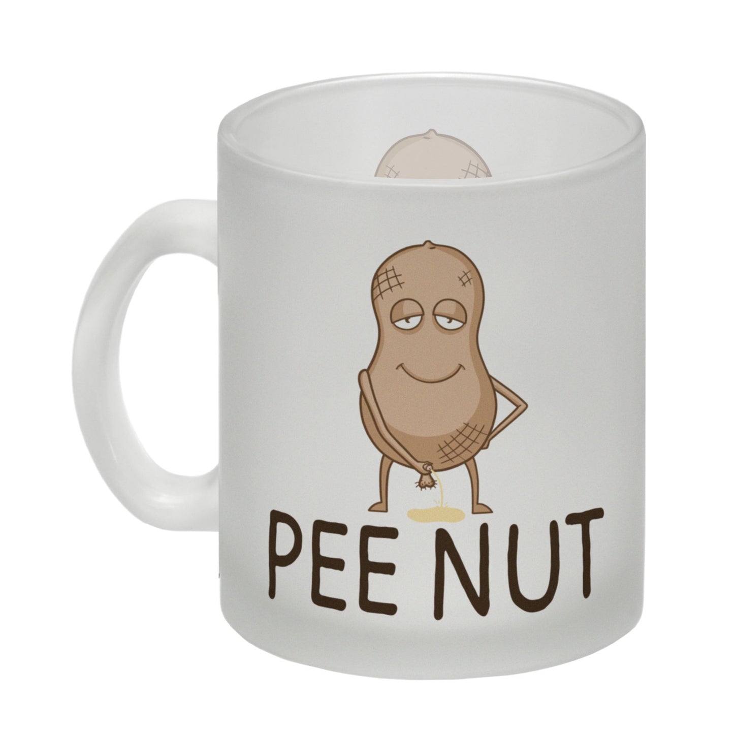 Pee nut Glas Tasse mit pinkelnder Erdnuss