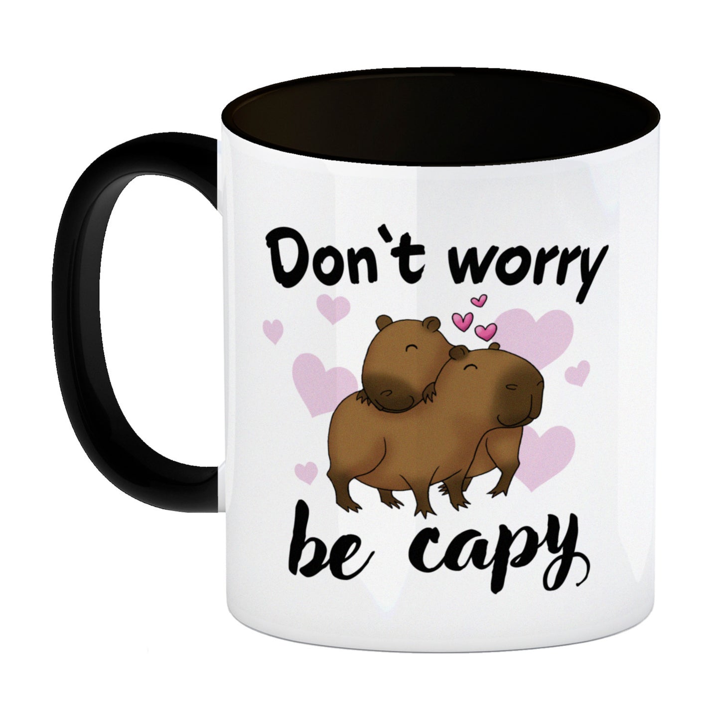 Don’t worry be capy Capybara Kaffeebecher in schwarz