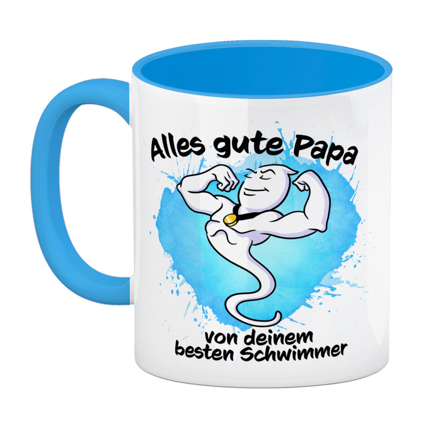 Alles gute Papa, von deinem besten Schwimmer Kaffeebecher Hellblau