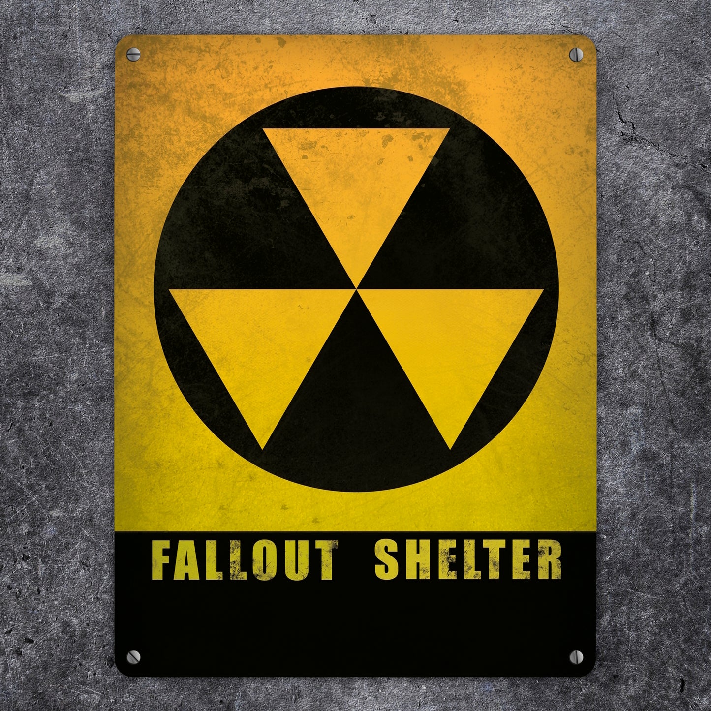 Metallschild XL mit Fallout Shelter Atomschutzbunker Motiv