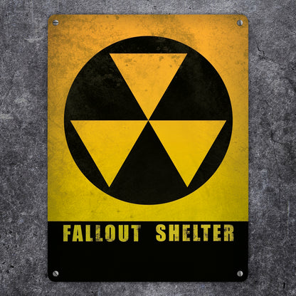 Metallschild XL mit Fallout Shelter Atomschutzbunker Motiv