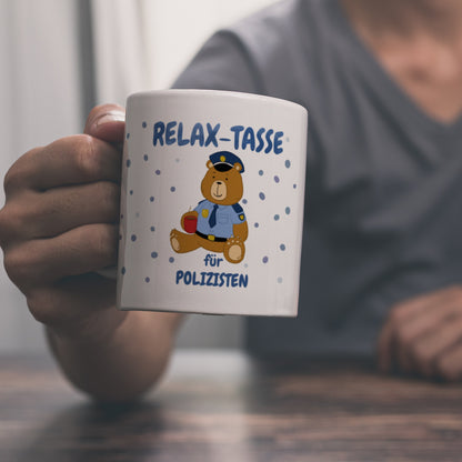 Relax Tasse für Polizisten Kaffeebecher mit hübschem Bär-Motiv