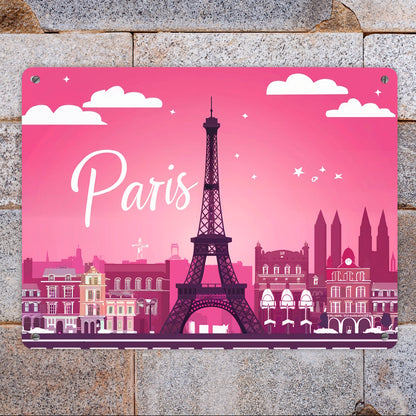 Paris Skyline Metallschild XL in 21x28 cm