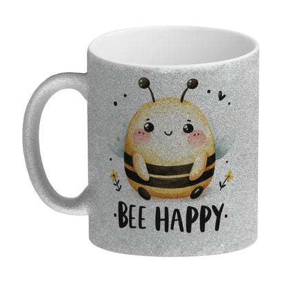 Biene Bee Happy Glitzer-Kaffeebecher