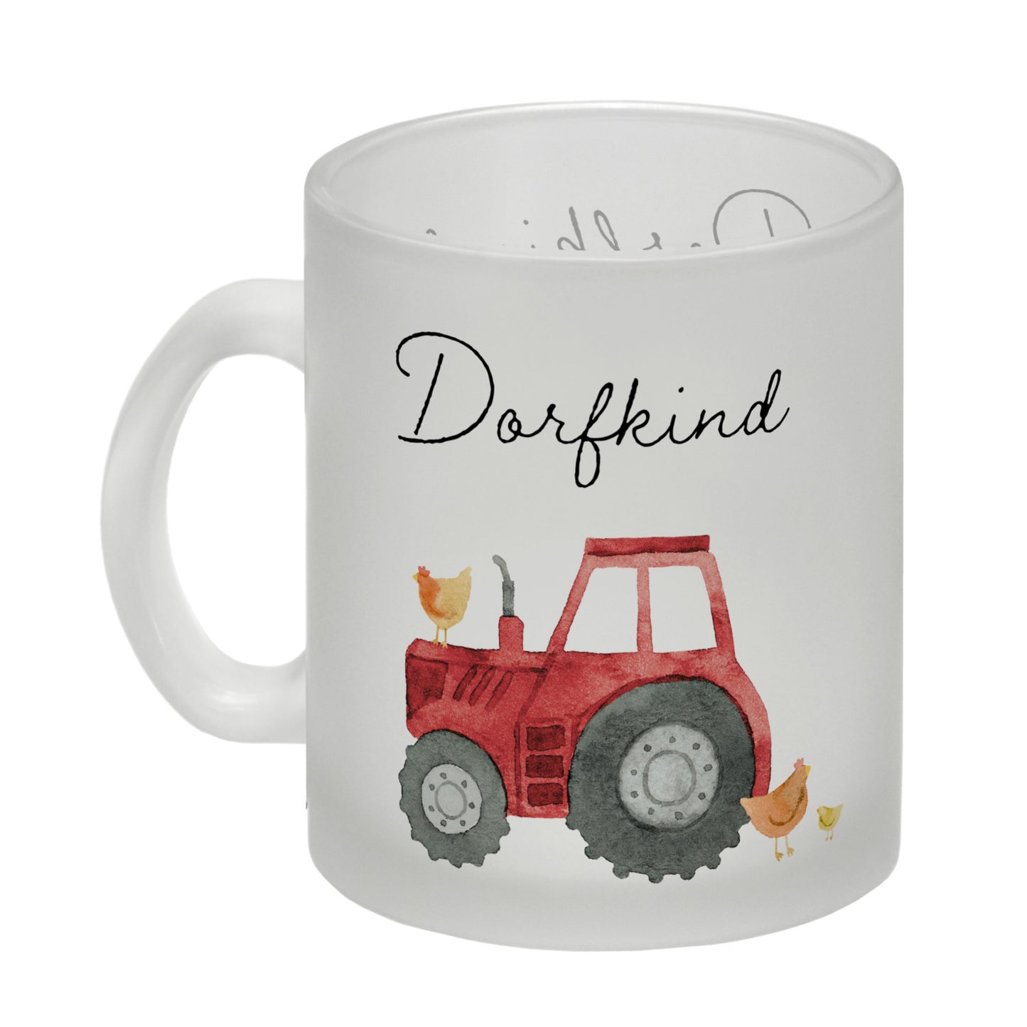 Dorfkind roter Traktor Glas Tasse