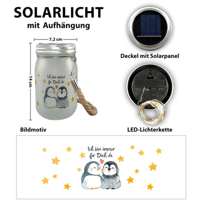 Pinguin Pärchen Solarlicht mit Spruch Ich bin immer für dich da