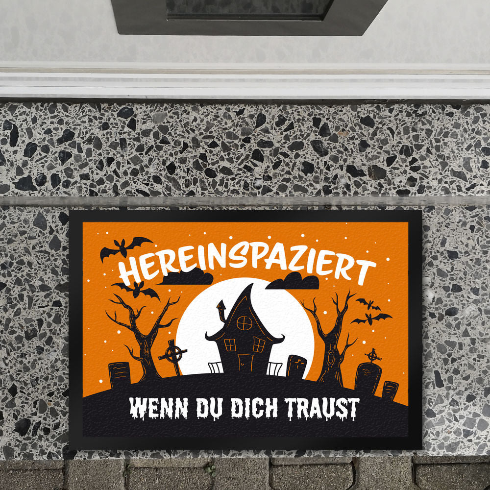 Hereinspaziert - wenn du dich traust Fußmatte XL in 40x60 cm in orange für Halloween