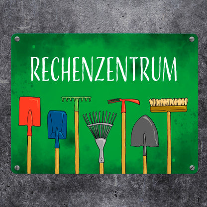 Rechenzentrum Gartengeräte Metallschild