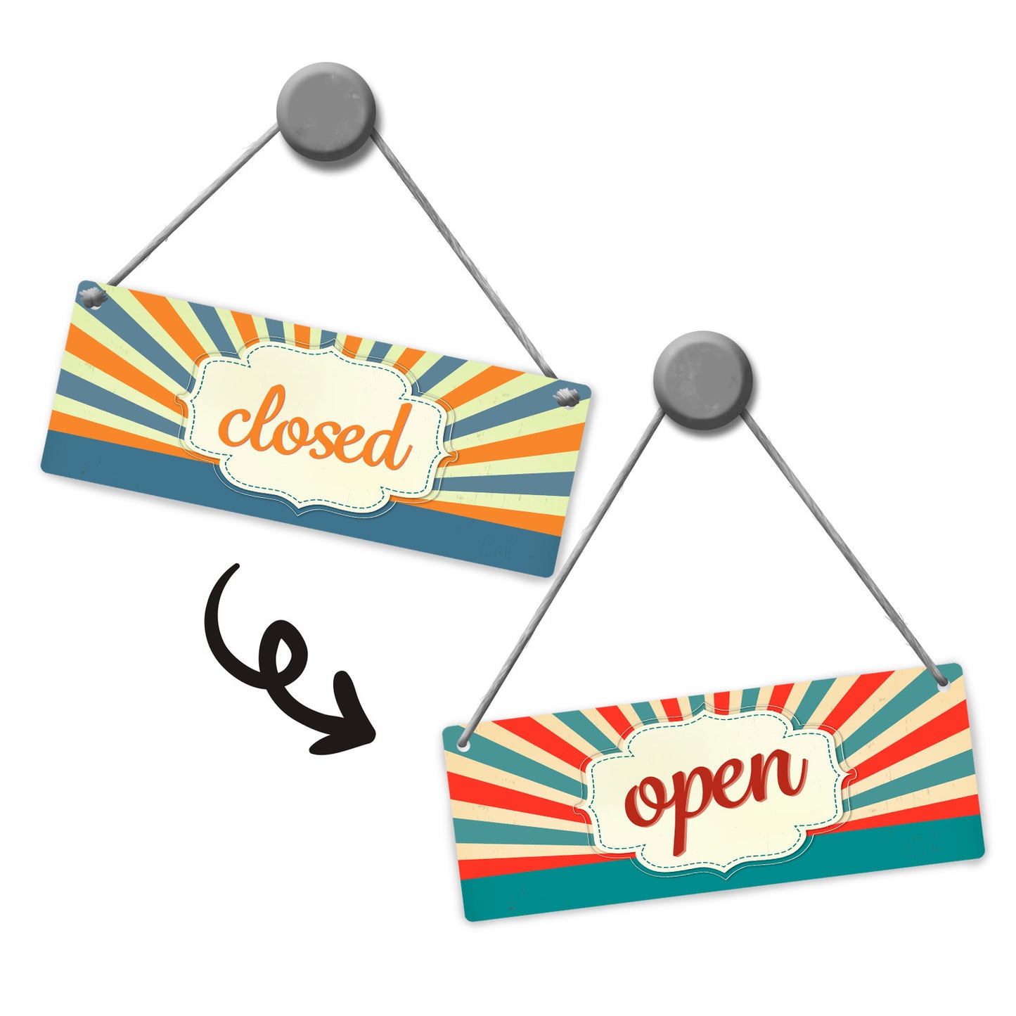 open oder closed Wendeschild mit Kordel