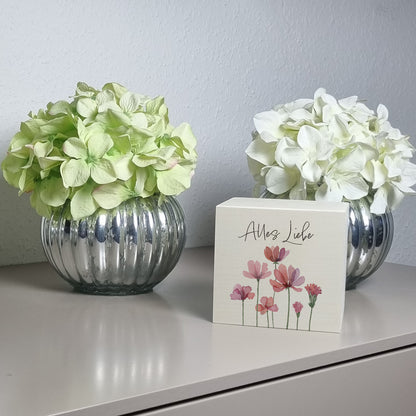 Aquarell Blumen Spardose aus Holz mit Spruch Alles Liebe